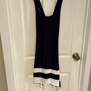 VENUS Asymmetrical Navy and White Dress